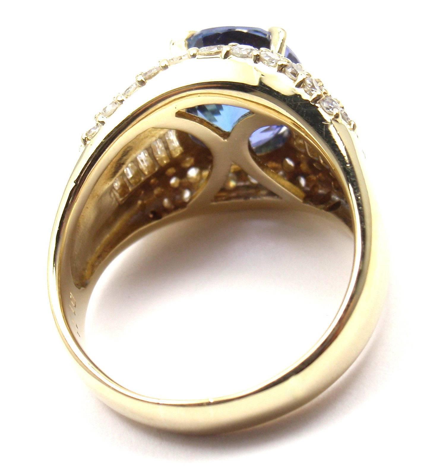 Women's or Men's Diamond Large Tanzanite Cocktail Ring