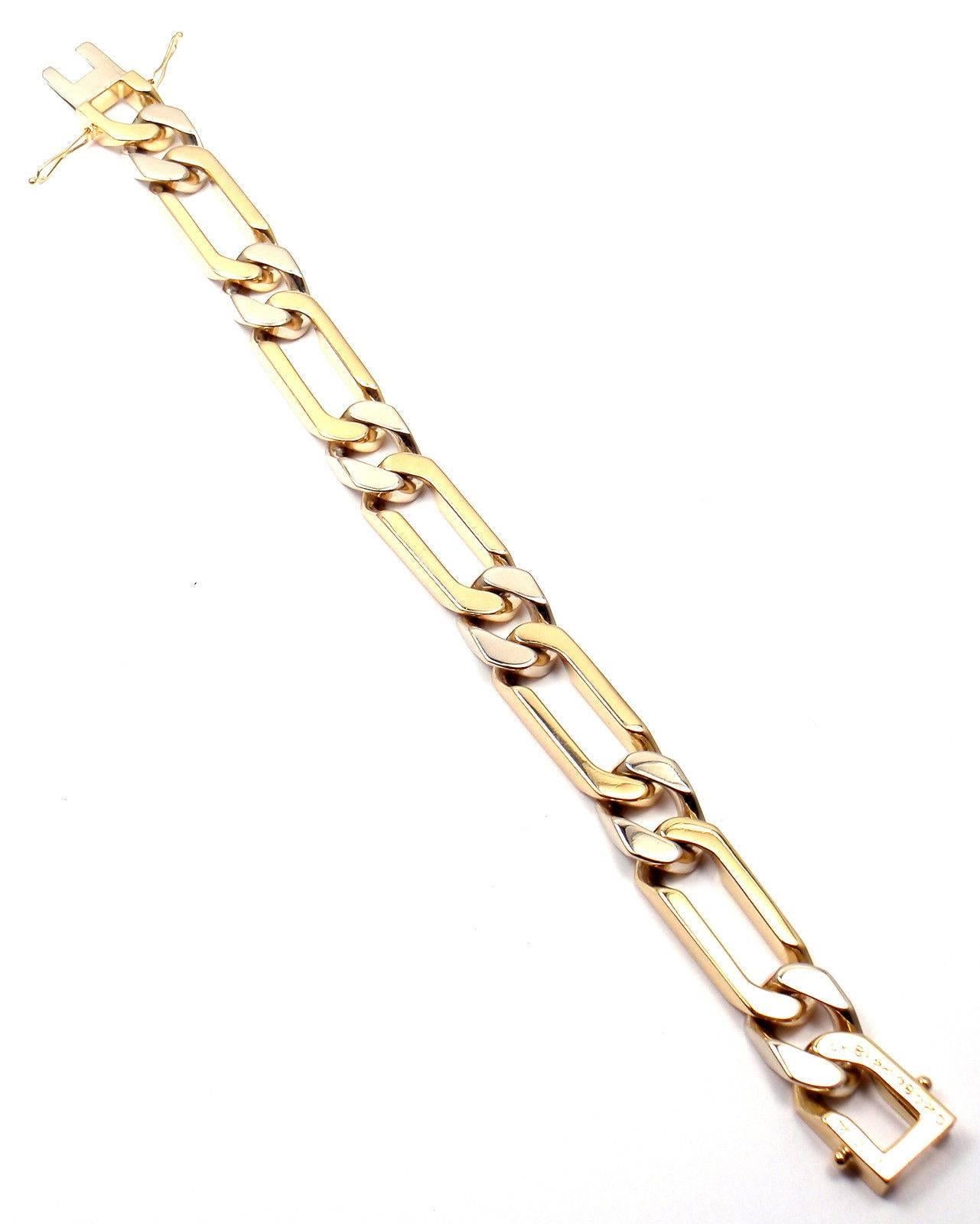 Van Cleef & Arpels Heavy Link Yellow White Gold Bracelet In New Condition In Holland, PA