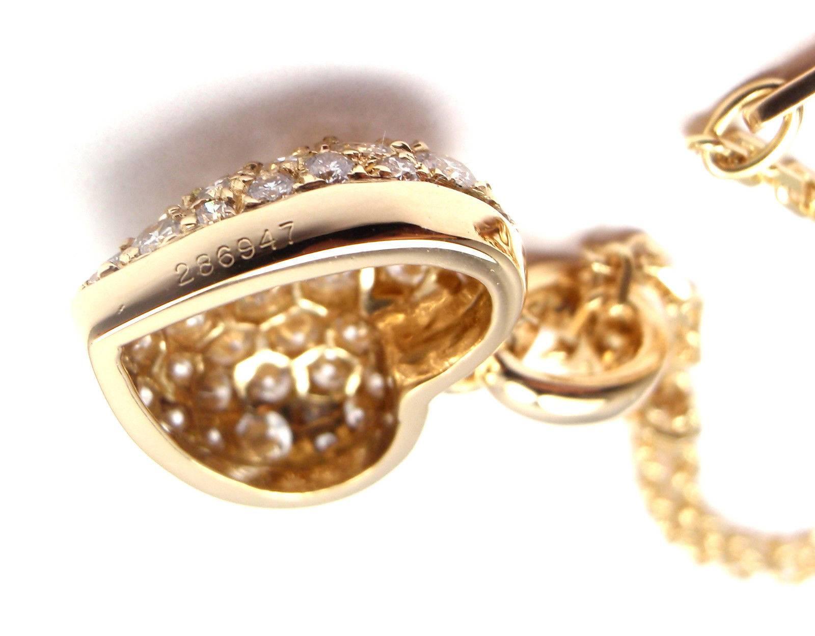 Cartier Diamond Heart Yellow Gold Pendant Necklace 2