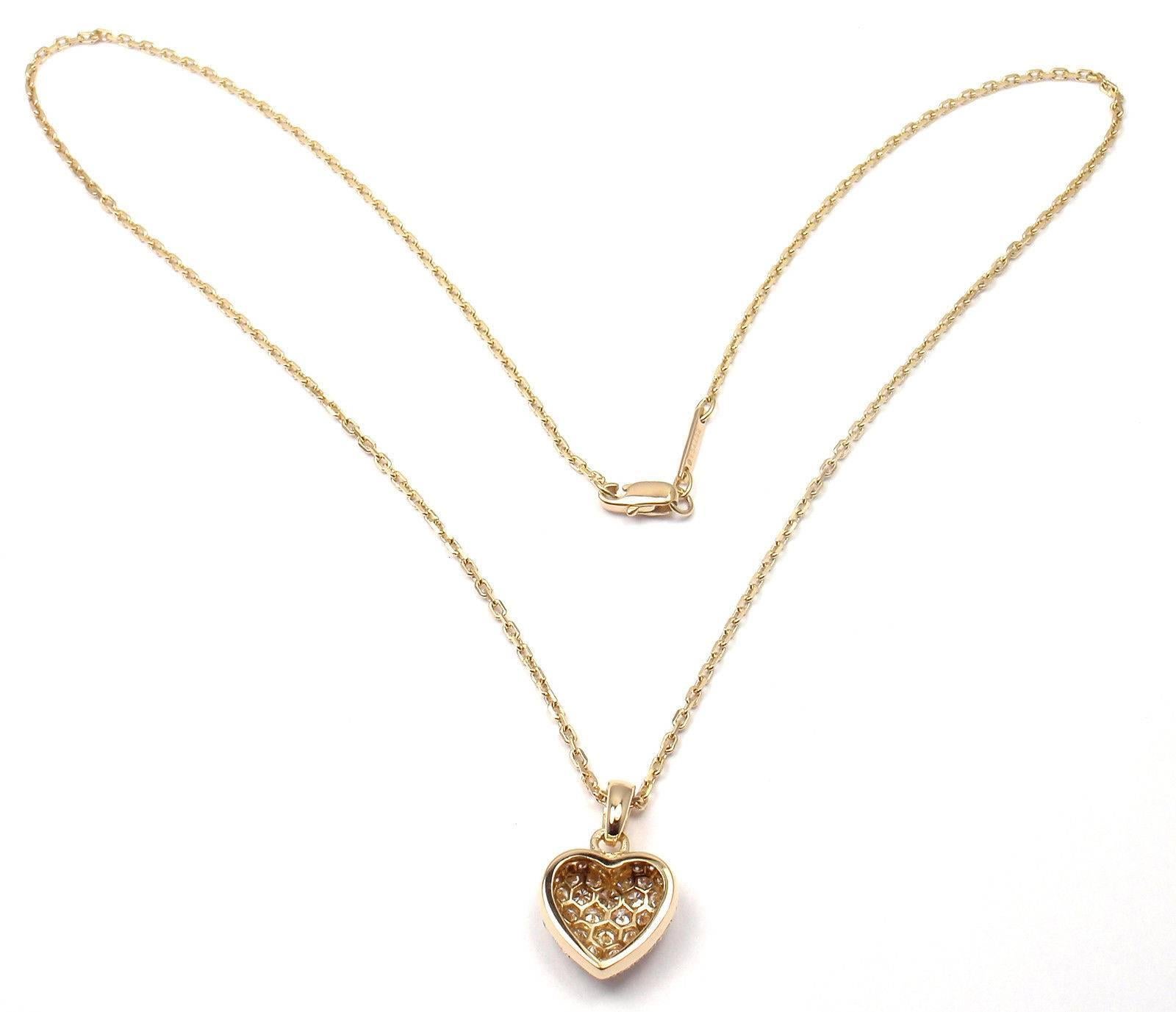 Cartier Diamond Heart Yellow Gold Pendant Necklace 3