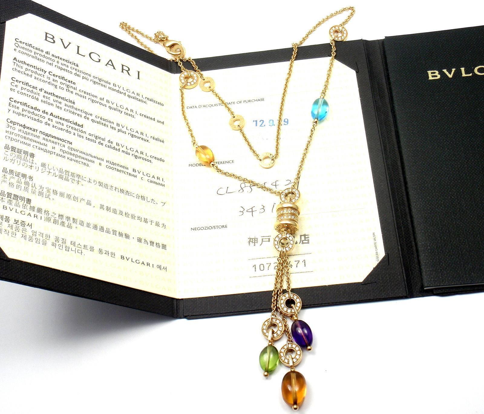 Bulgari B.Zero1 Diamond Gemstone Yellow Gold Pendant Necklace In New Condition In Holland, PA