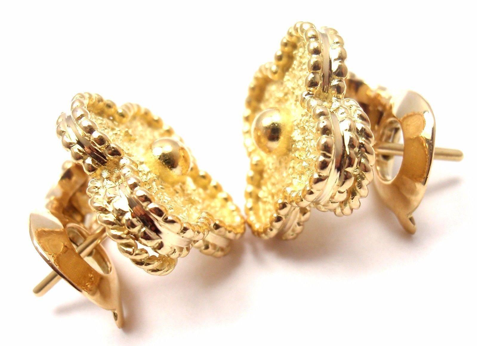 Women's or Men's VAN CLEEF & ARPELS Vintage Alhambra Yellow Gold Earrings