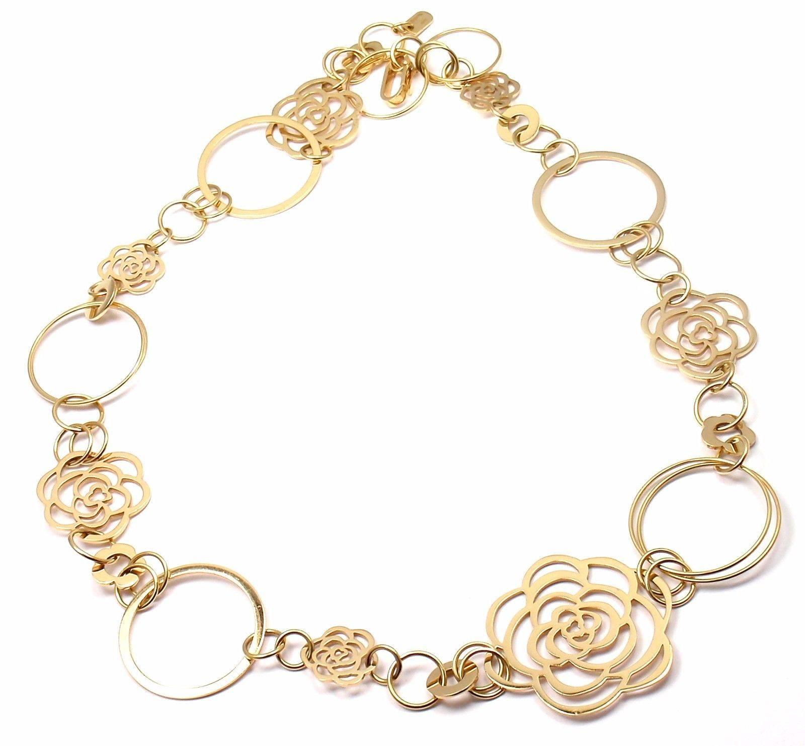 Women's or Men's Chanel Camélia Camellia Sautoir Flower Link Yellow Gold Necklace