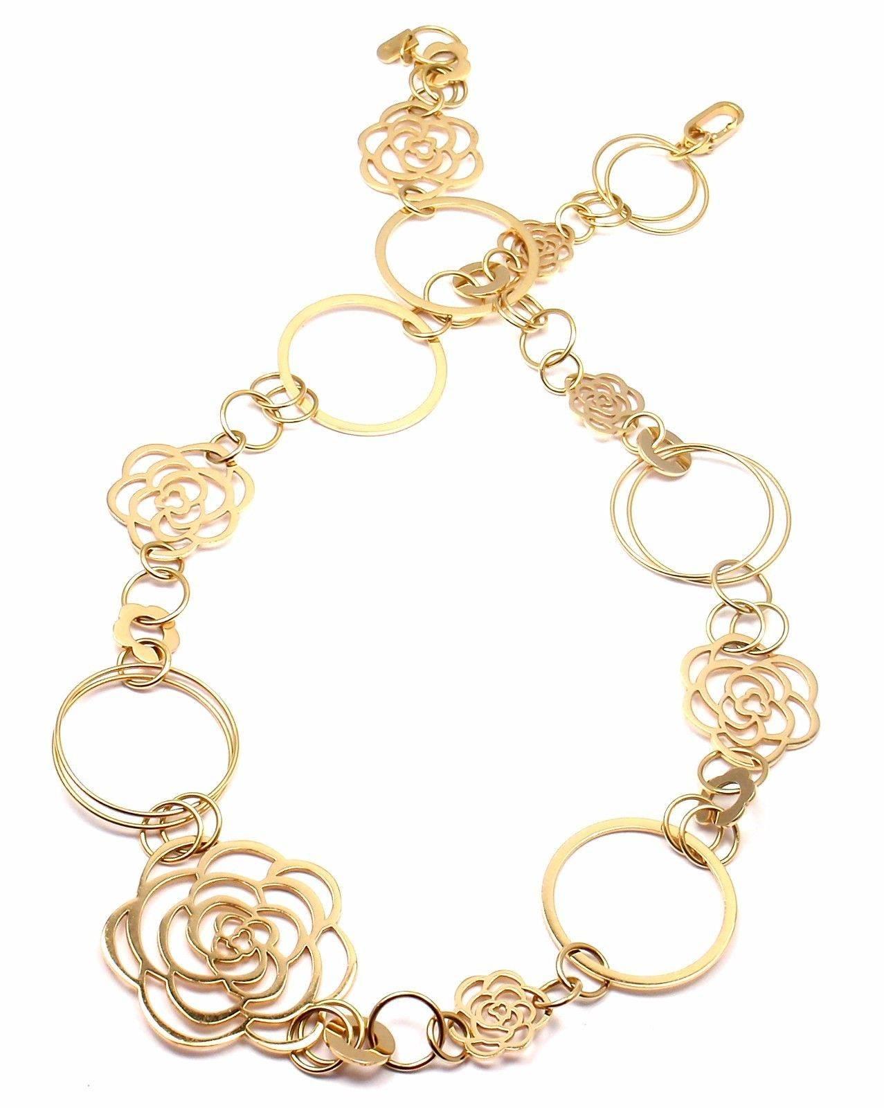 Chanel Camélia Camellia Sautoir Flower Link Yellow Gold Necklace 4