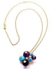Cartier Delices De Goa Turquoise Amethyst Diamond Rose Gold Necklace