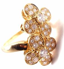 Van Cleef & Arpels Diamond Double Trefle Flower Yellow Gold Ring