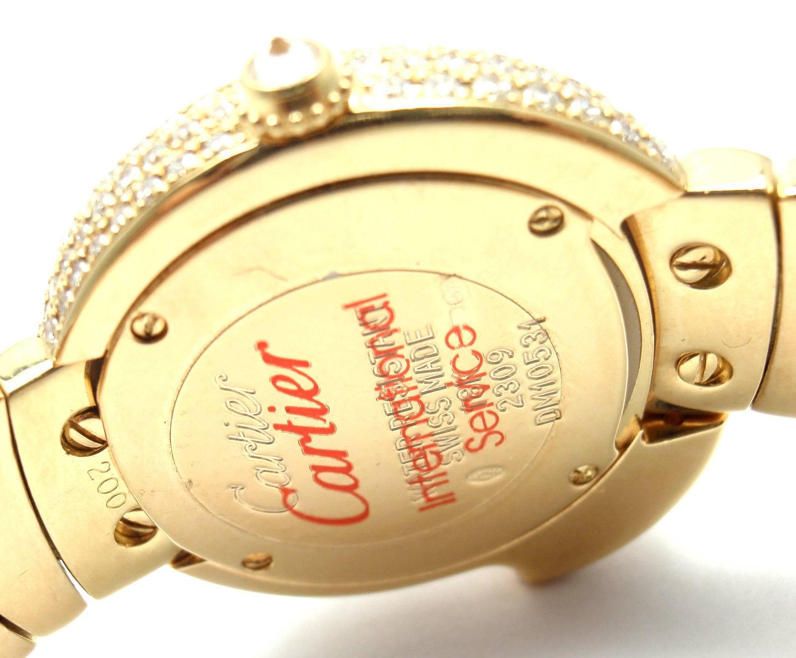 Cartier Ladies Yellow Gold Panther Panthere Diamond Emerald Bracelet Wristwatch 1