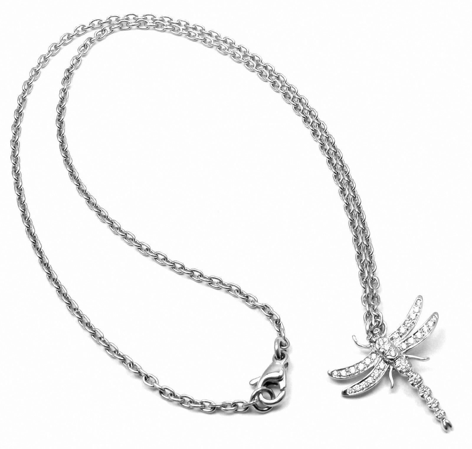 Platinum Diamond Dragonfly Pendant Necklace by Tiffany & Co. 
With Round brilliant cut diamonds VS1 clarity G color total weight approx. .16ctw 

Details: 
Measurements: Necklace Length: 16