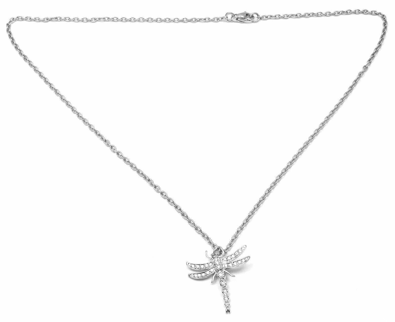 Tiffany & Co Dragonfly Diamond Platinum Pendant Necklace 1