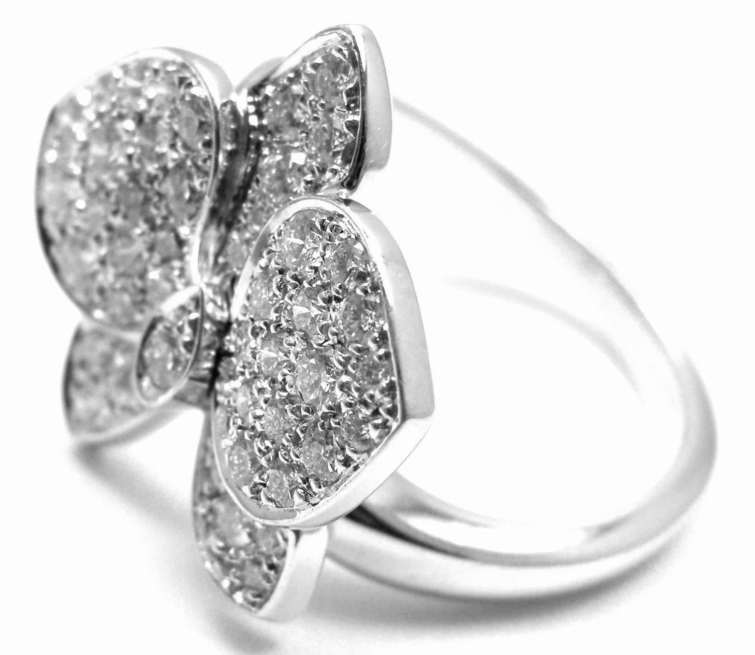 Cartier Caresse D'orchidées Orchid Flower Diamond White Gold Ring For Sale at 1stdibs