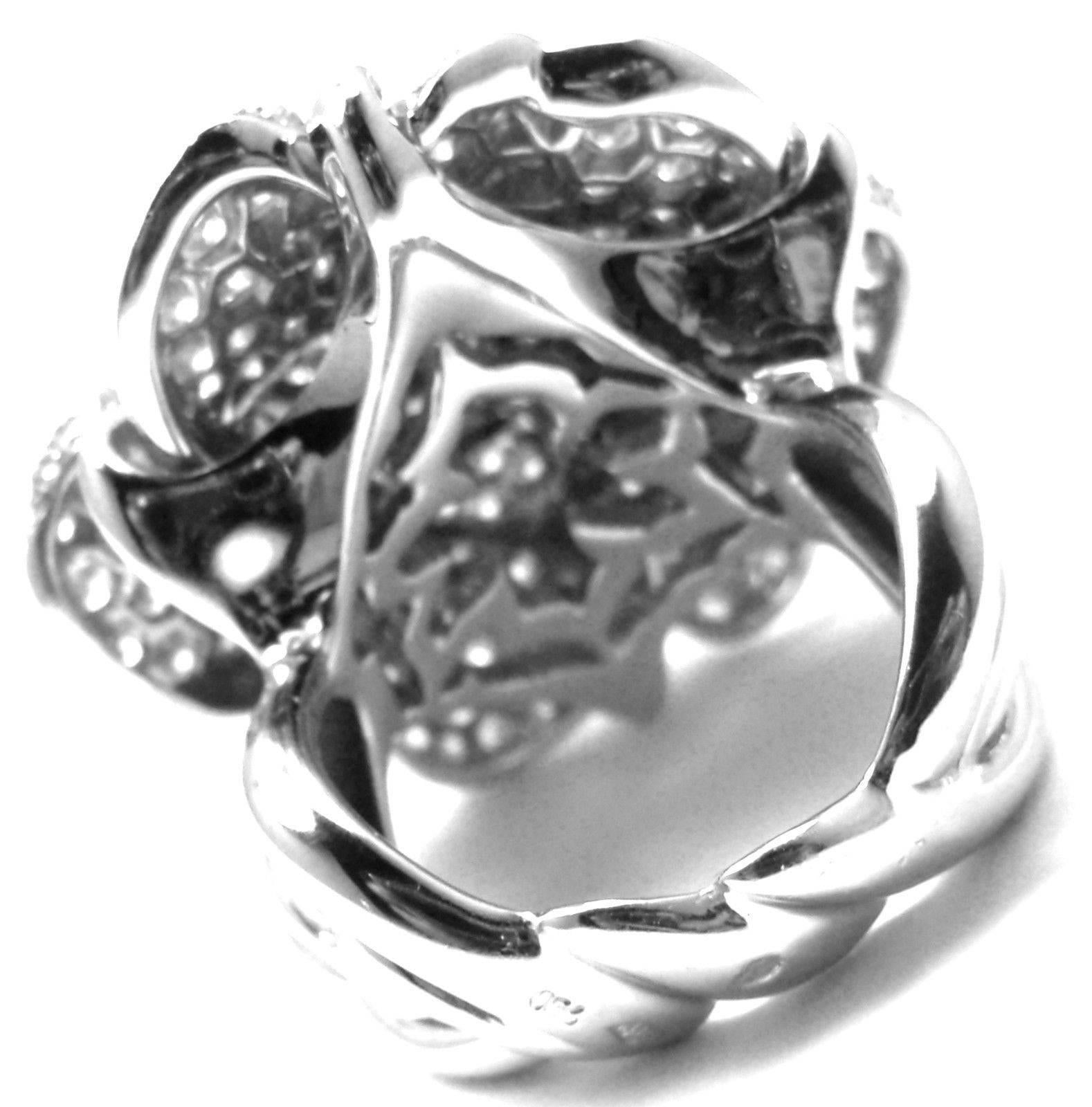 Women's or Men's Chanel Large Camelia Flower Diamond Gold Ring