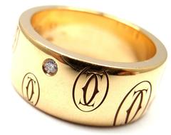 Cartier Diamond Gold Logo Band Ring