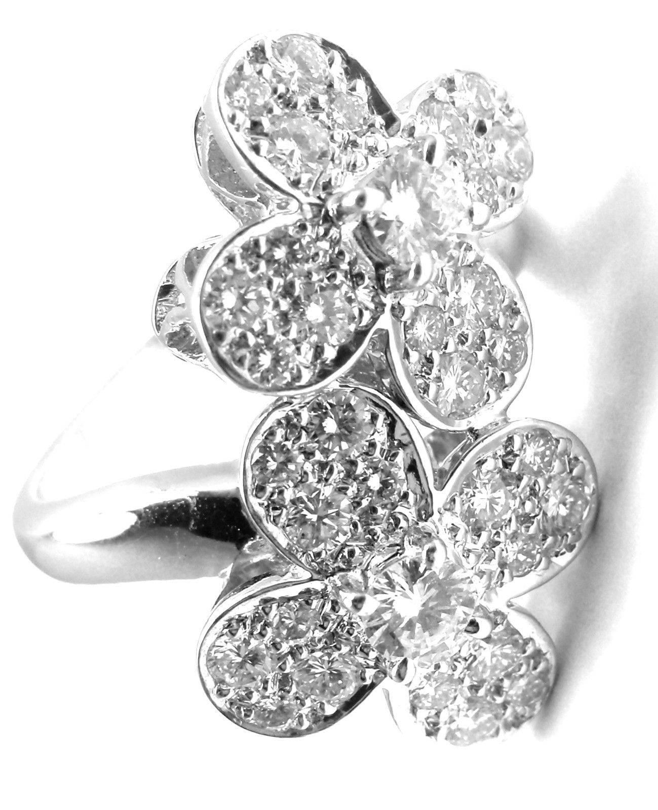 Van Cleef & Arpels Diamond Gold Double Trefle Flower Ring 2