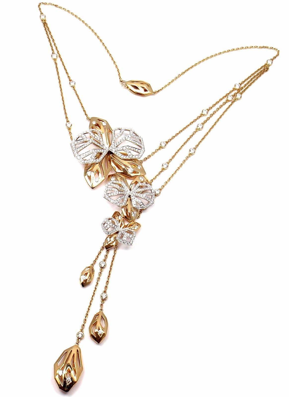 Cartier Caresse D'orchidees Orchid Flower Diamond Two-Color Gold Necklace 2