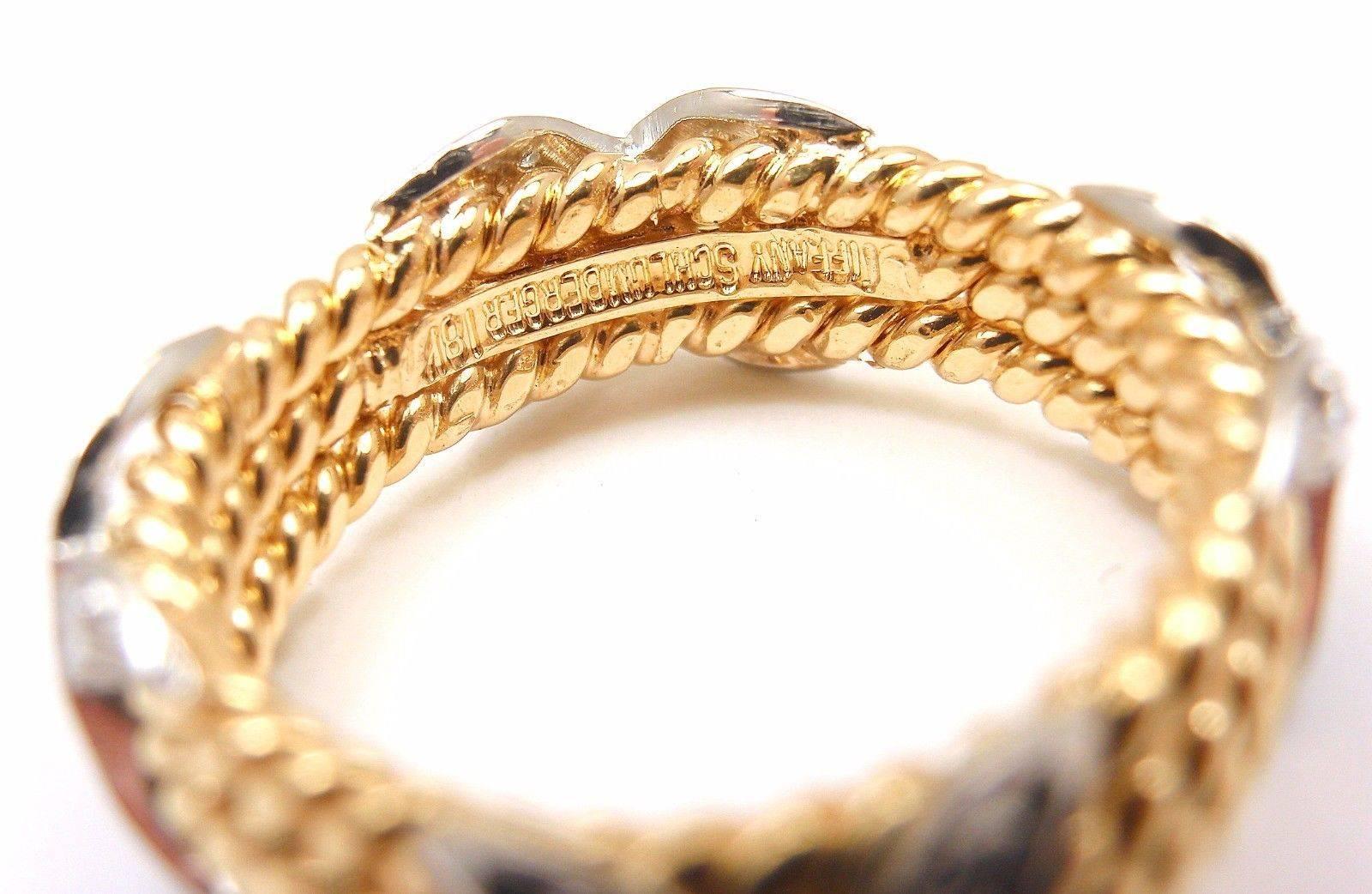 Tiffany & Co. Jean Schlumberger Three Row Diamond Gold Rope Band Ring In New Condition In Holland, PA