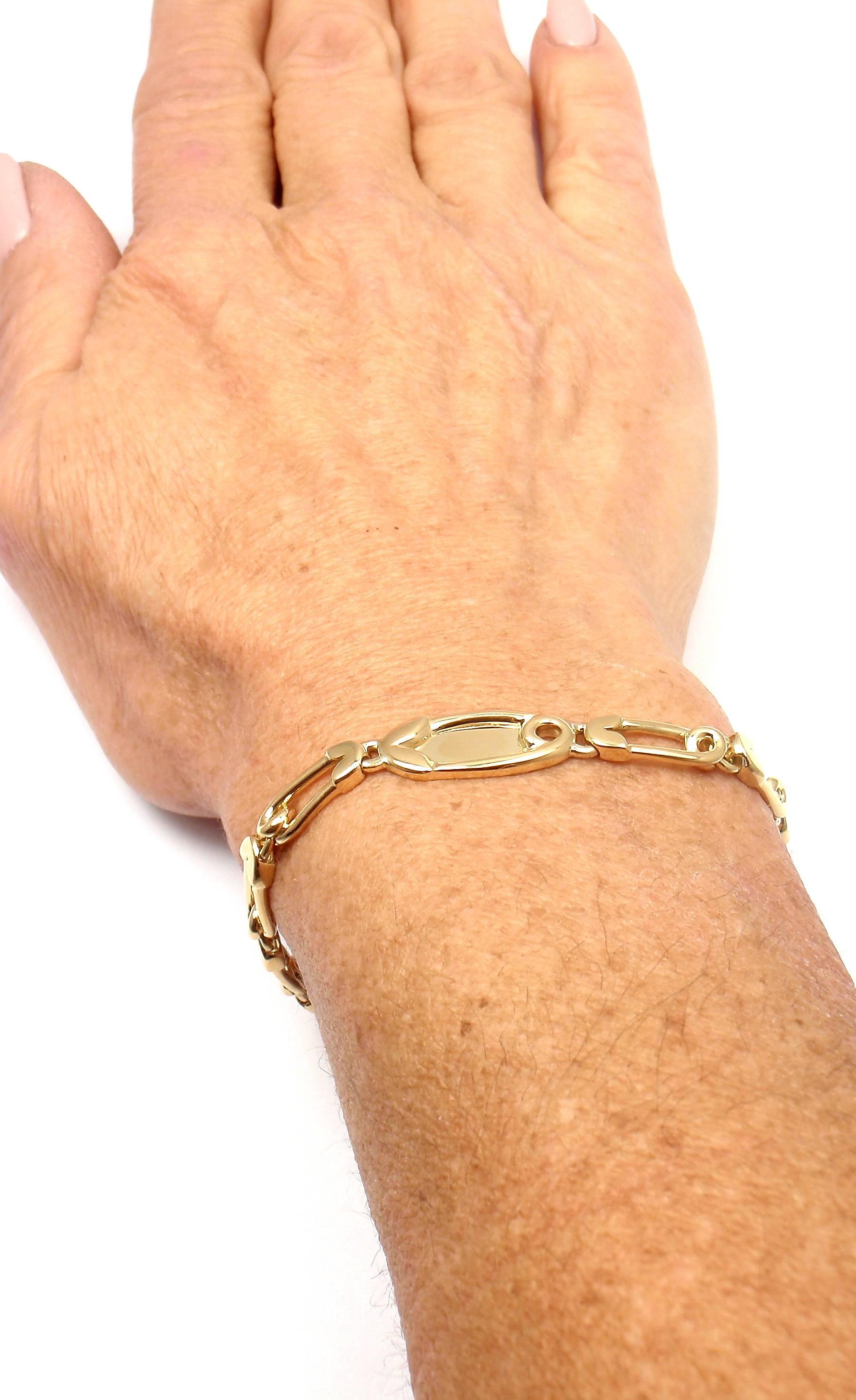 Women's or Men's Hermes Safety Pin Link Chain Gold Bracelet
