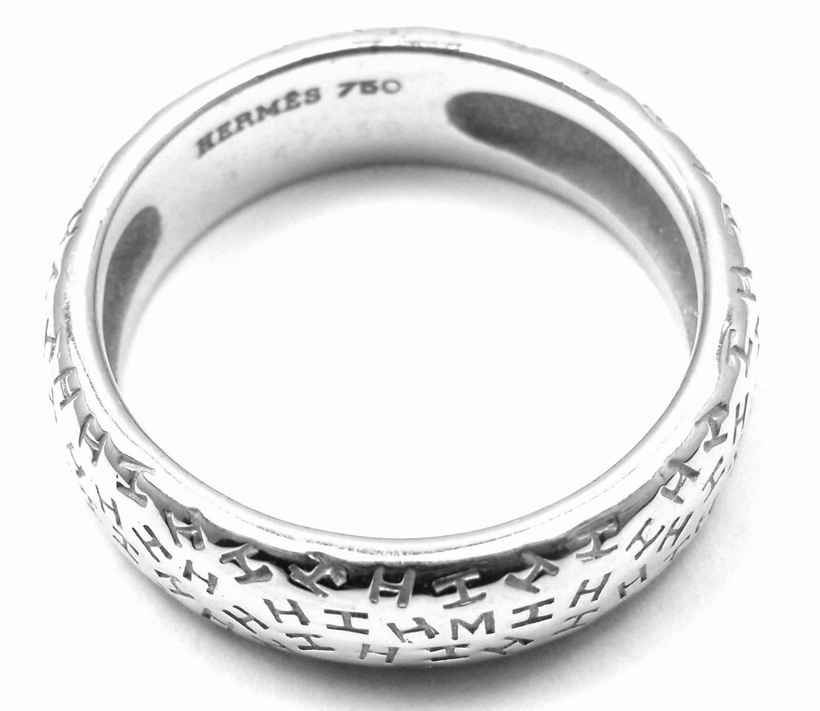 Hermes Graffiti H White Gold Band Ring In New Condition In Holland, PA