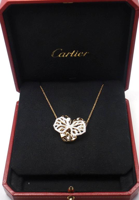 Cartier Caresse D'orchidees Diamond Yellow Gold Flower Pendant Necklace ...