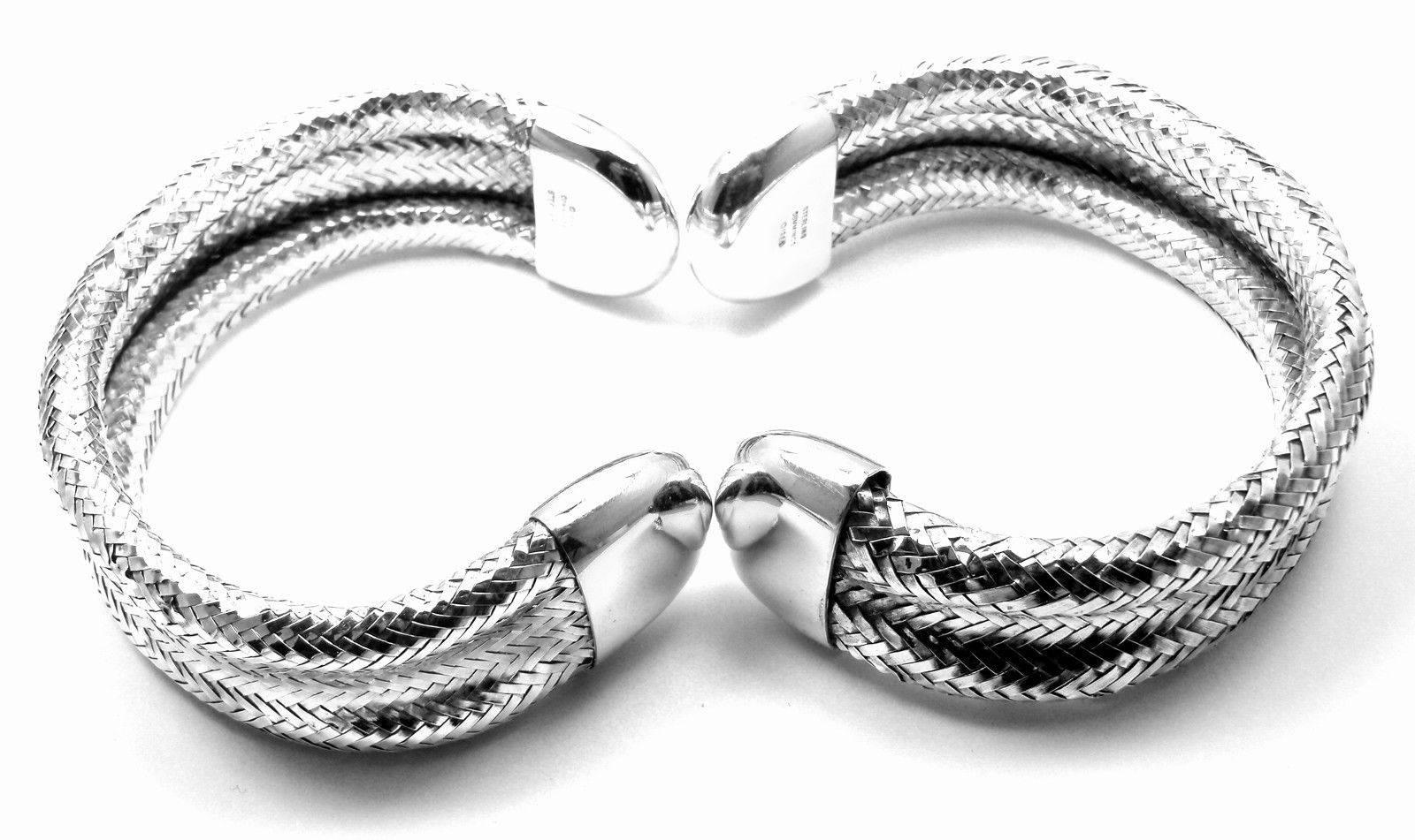 Angela Cummings Set Of Two Woven Sterling Silver Cuff Bracelets In New Condition In Holland, PA