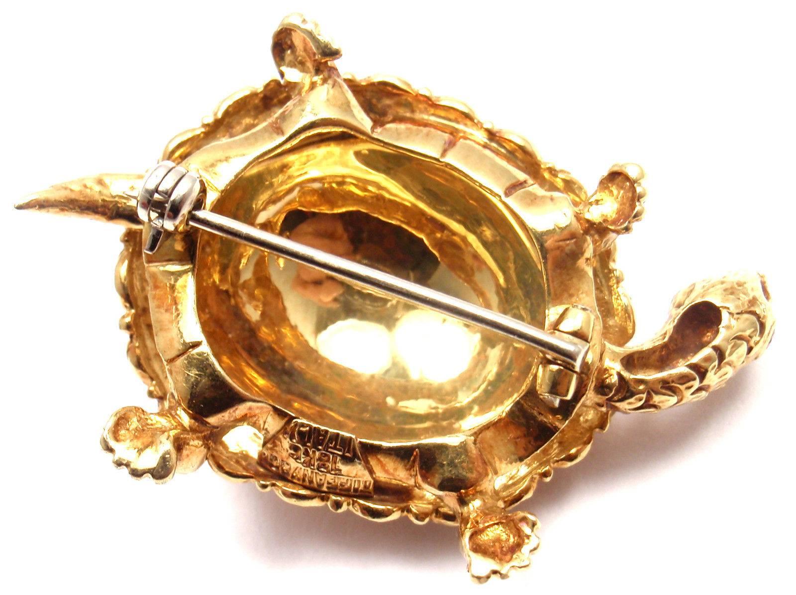 Women's or Men's Tiffany & Co. Ruby Gold Turtle Brooch Pin