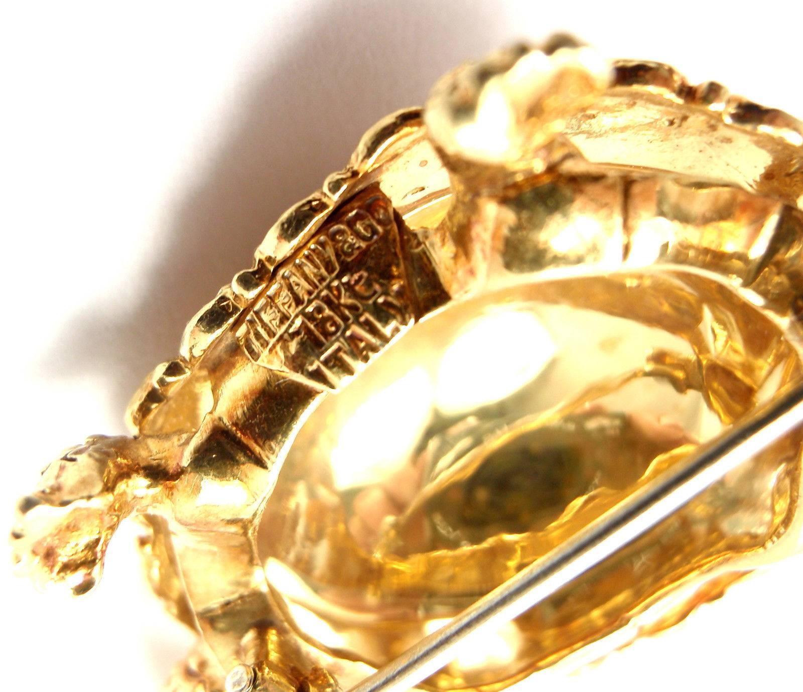 Tiffany & Co. Ruby Gold Turtle Brooch Pin 1