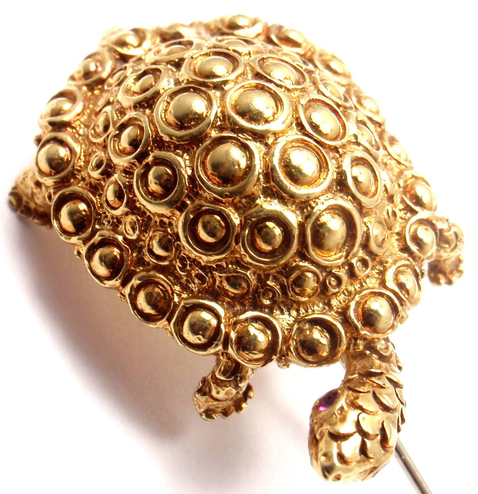 Tiffany & Co. Ruby Gold Turtle Brooch Pin 2