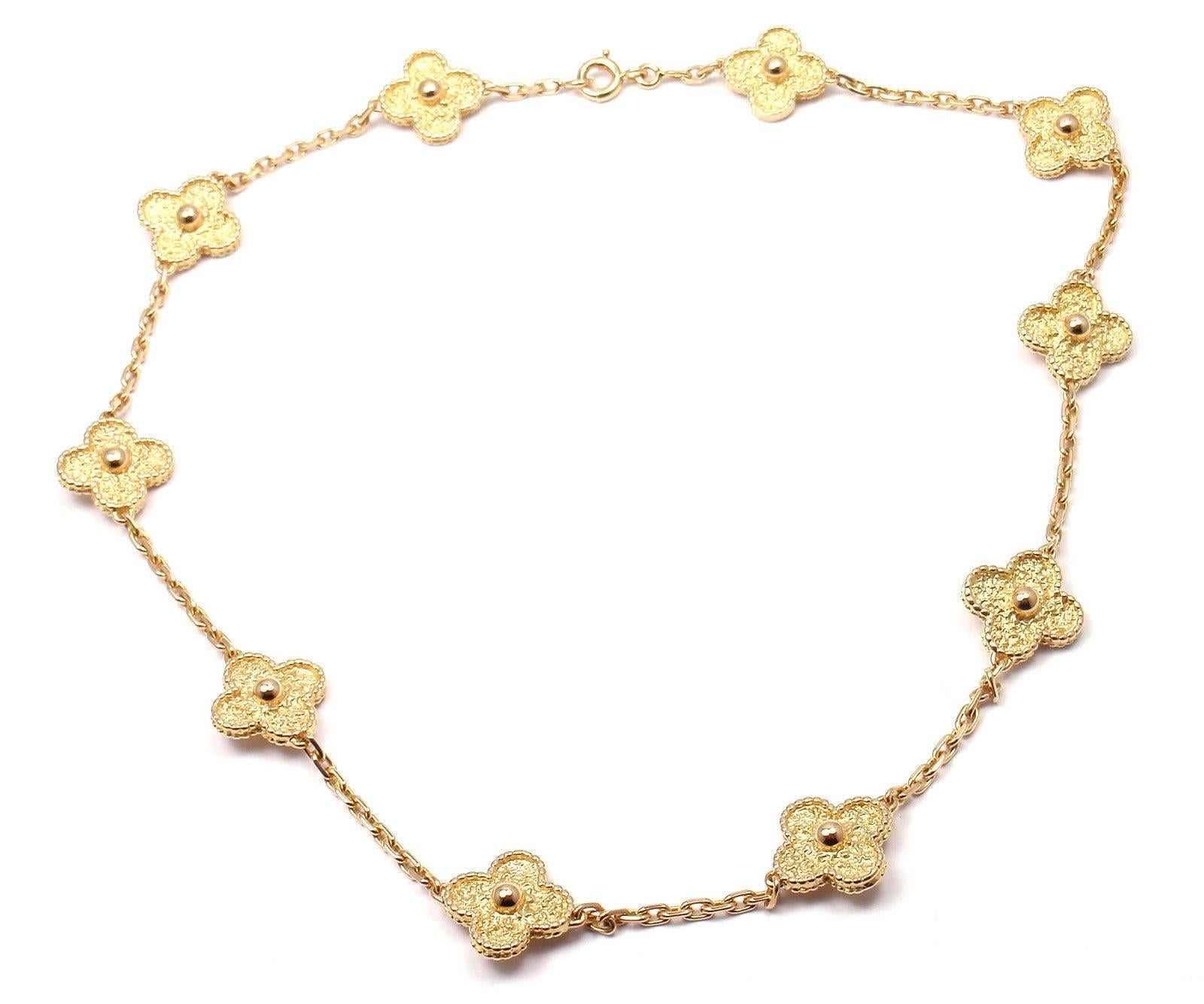 Van Cleef & Arpels Vintage Alhambra 10 Motif Gold Necklace 3