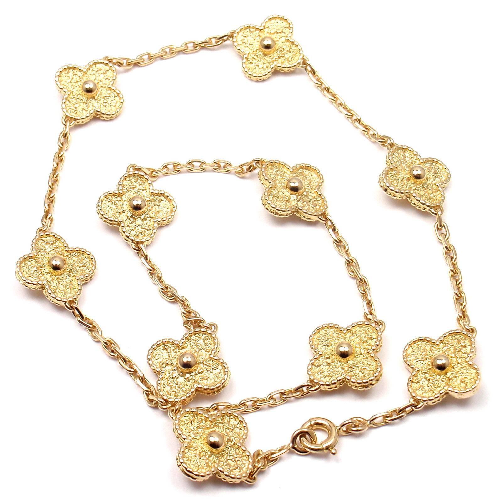 18k Yellow Gold Vintage Alhambra 10 Motif Necklace by Van Cleef & Arpels.
This necklace comes with Van Cleef & Arpels service paper from Van Cleef and Arpels store in Japan.

Details:
Length: 16