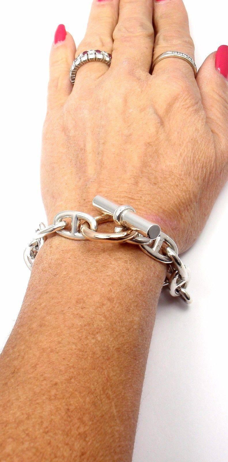 Hermes Chaine d'Ancre Sterling Silber Gold Gliederarmband 6