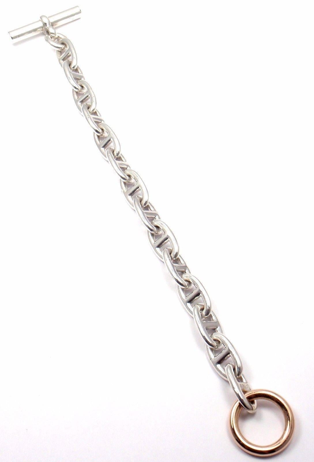 Hermes Chaine d'Ancre Sterling Silber Gold Gliederarmband 4