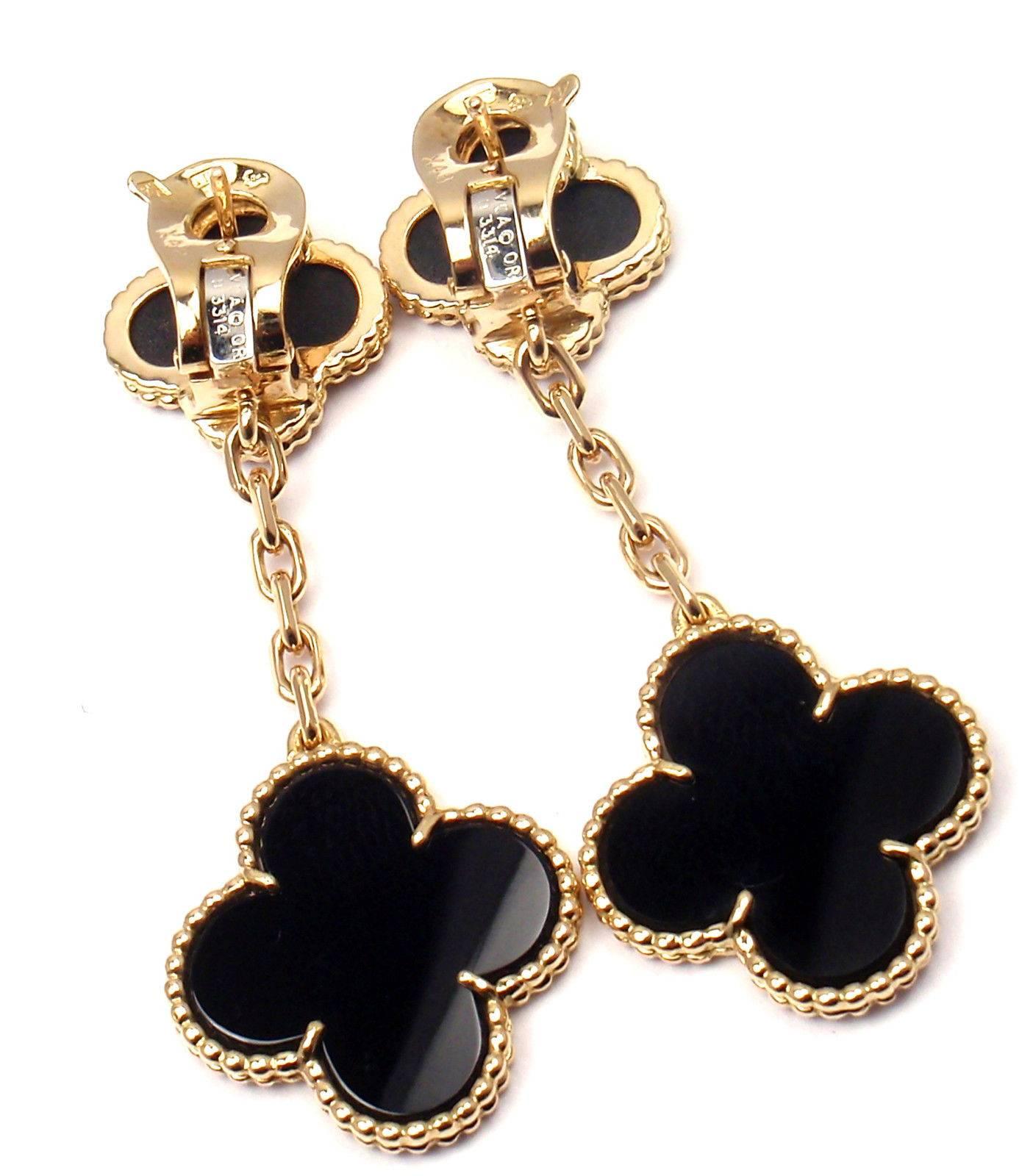 Van Cleef & Arpels Black Onyx Magic Alhambra Gold Earrings 3