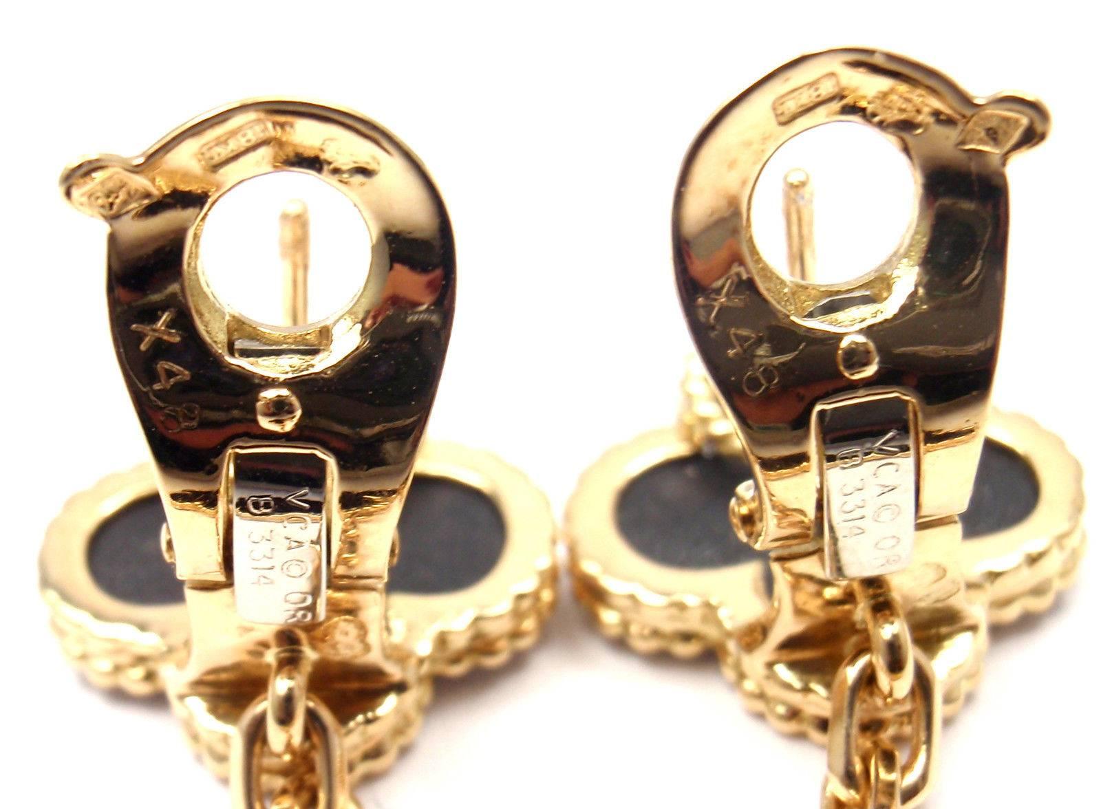 Van Cleef & Arpels Black Onyx Magic Alhambra Gold Earrings 1
