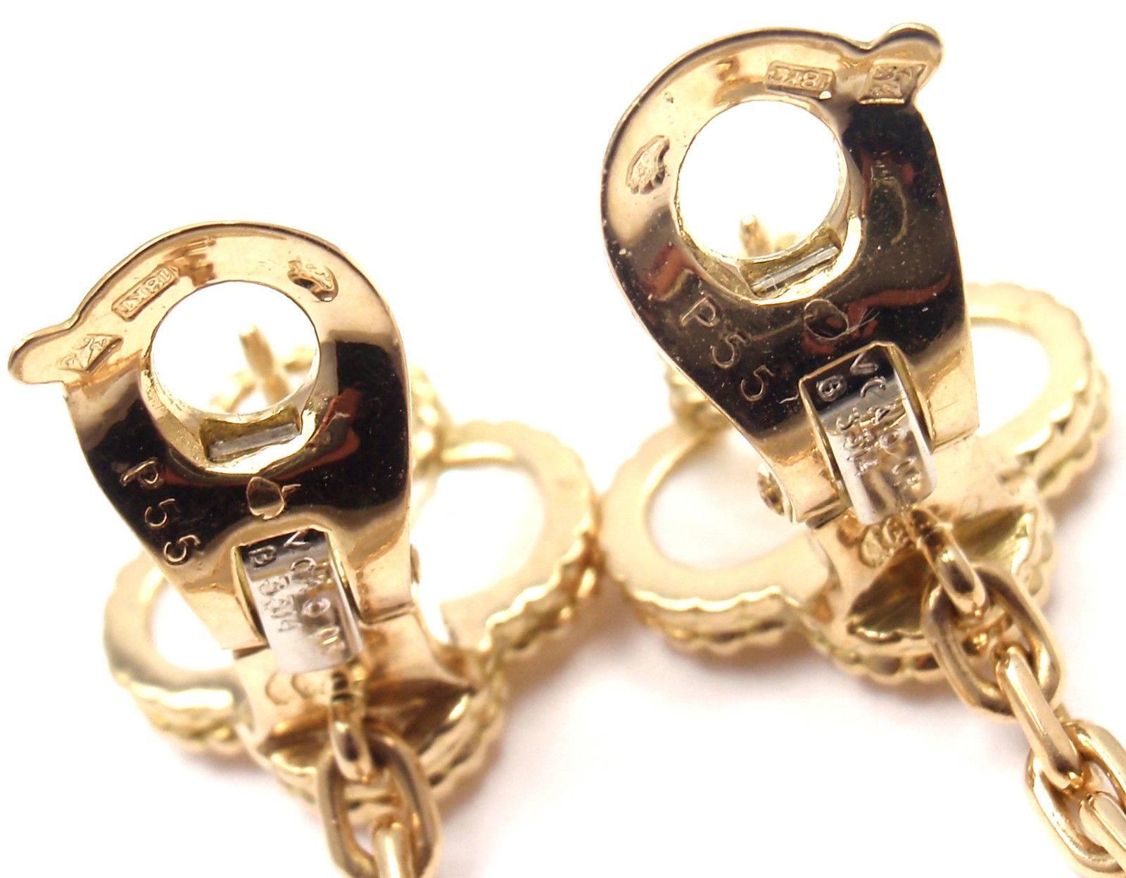 Women's or Men's Van Cleef & Arpels Mother Of Pearl Magic Alhambra Gold Earrings