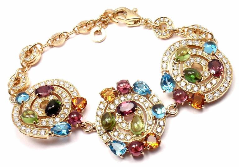 Bulgari Astrale Diamond Amethyst Tourmaline Peridot Topaz Gold Bracelet ...