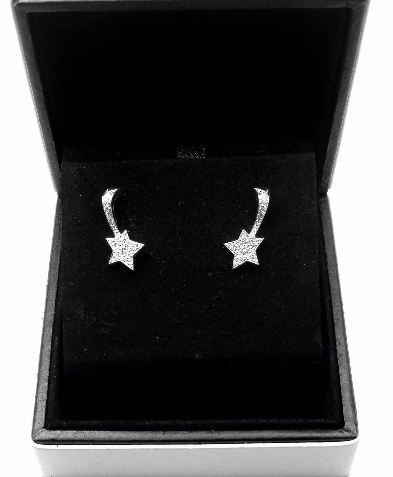 Chanel Comete Diamond Gold Star Earrings In New Condition In Holland, PA