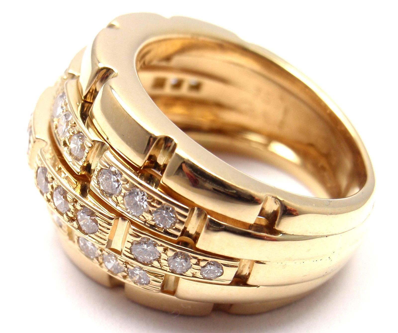 Women's or Men's 1999 Cartier Maillon Panthere Diamond Gold Band Ring