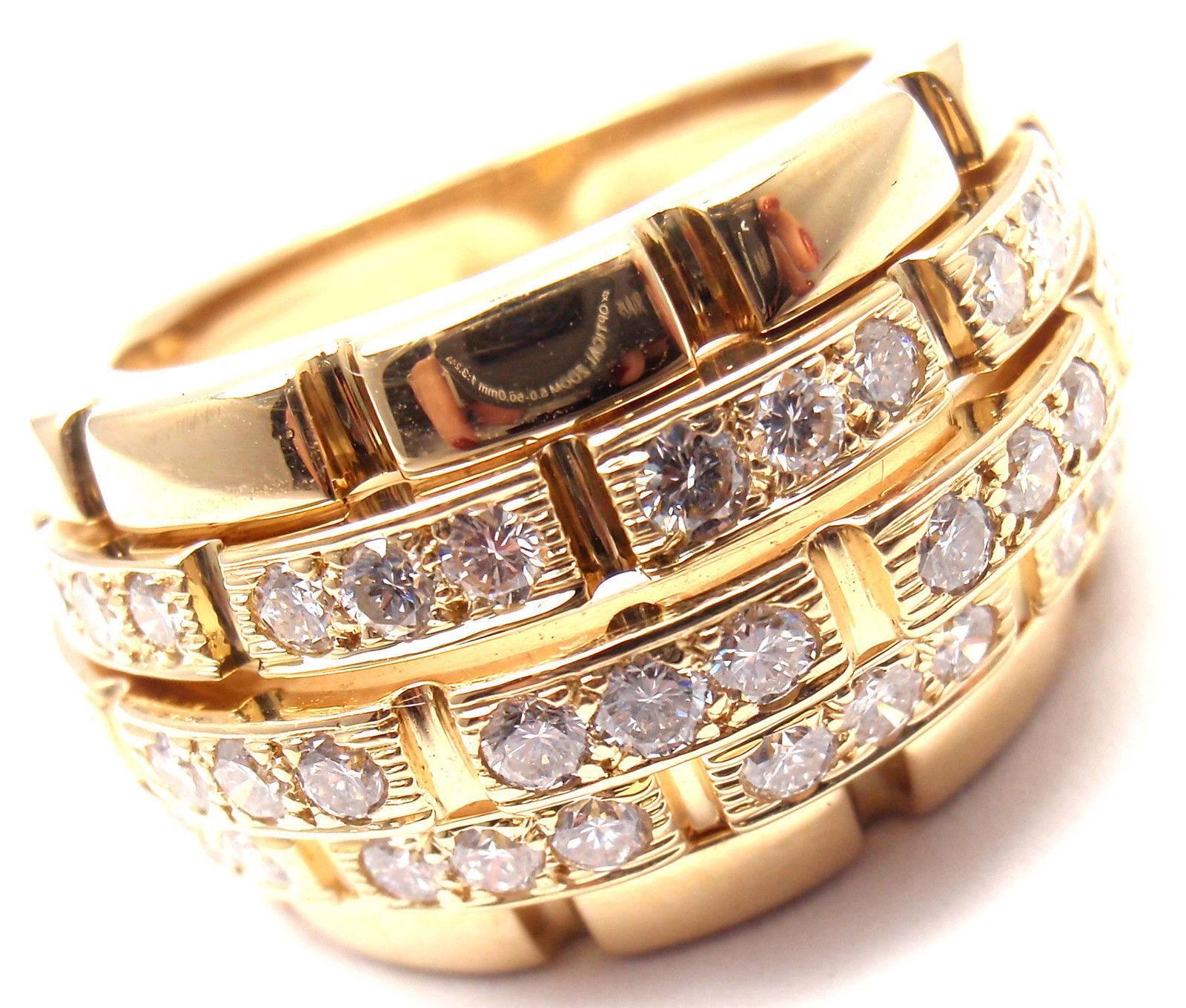 1999 Cartier Maillon Panthere Diamond Gold Band Ring 4
