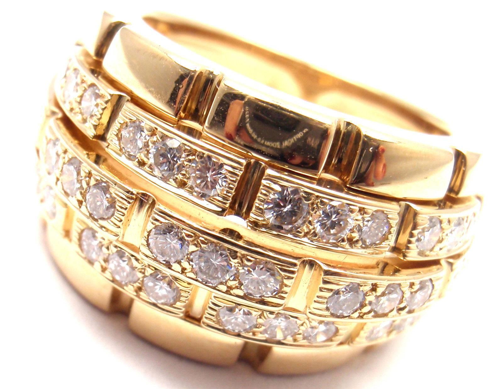18k Yellow Gold Maillon Panthere Diamond Band Ring by Cartier.
With 39 round brilliant cut diamonds VS1 clarity, G color.

Details:
Size: 5 3/4, European 51
Width: 13.5mm
Weight: 15.4 grams
Stamped Hallmarks:  750 Cartier 564103
*Free