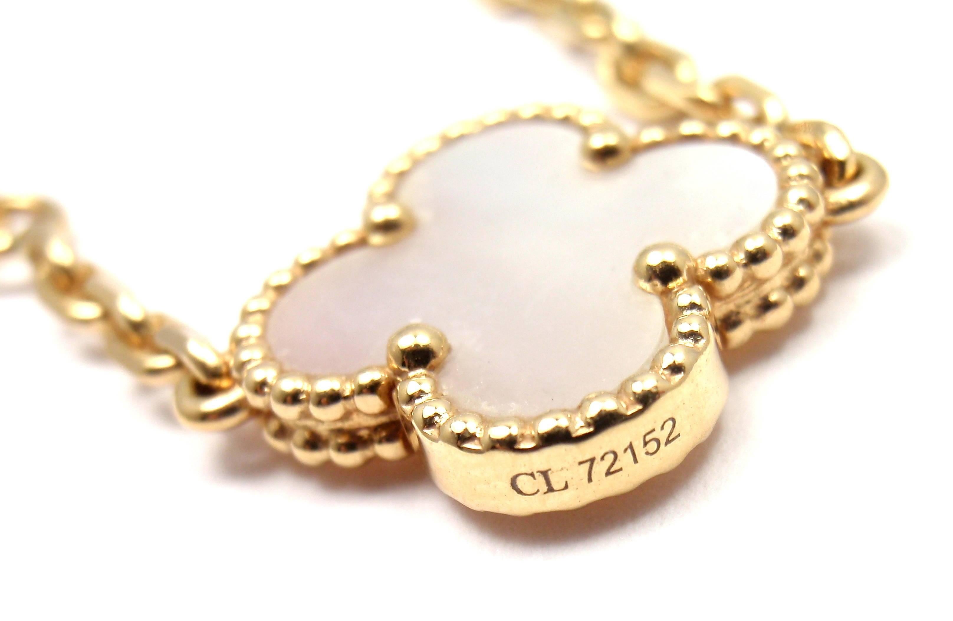Van Cleef & Arpels Vintage Alhambra Mother Of Pearl 10 Motif Gold Necklace 2