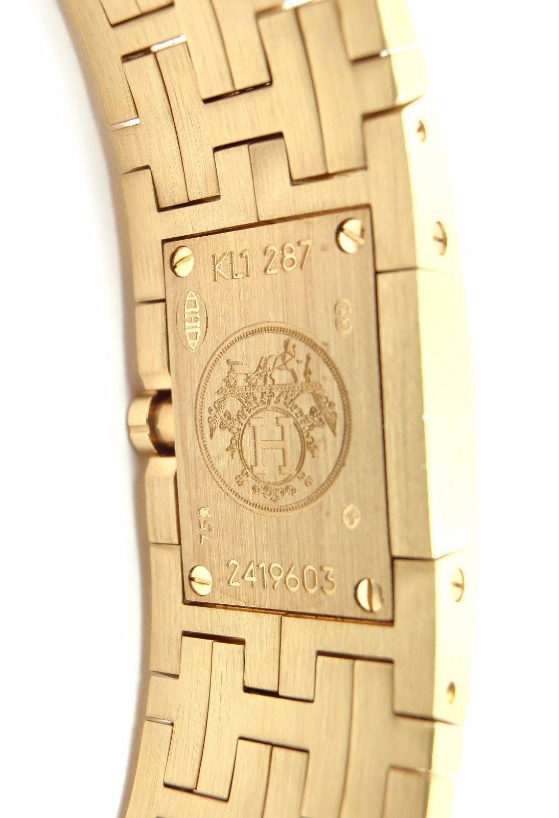 Hermès Ladies Yellow Gold Diamond Kilim H Bracelet Wristwatch 1