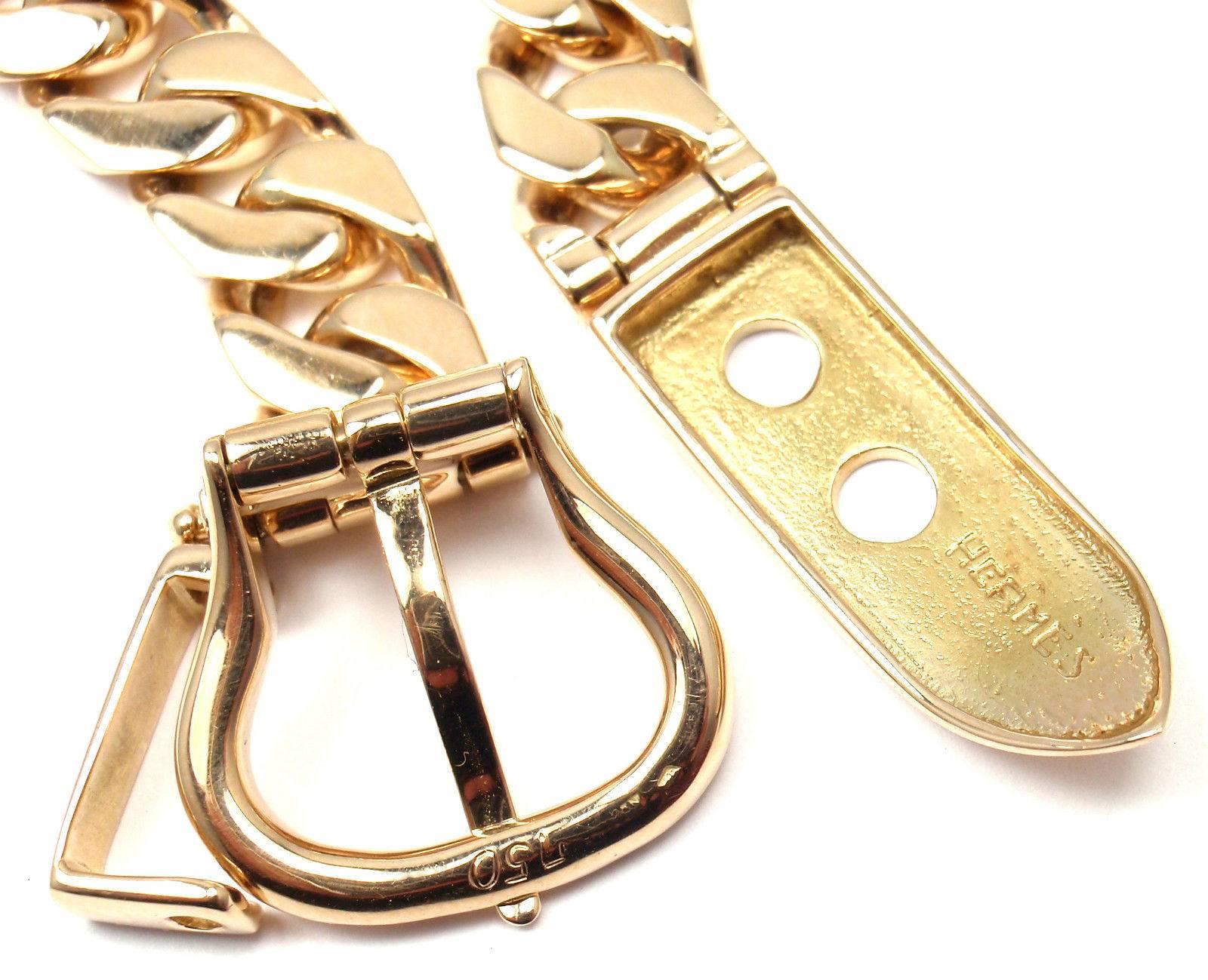 Hermes Large Buckle Gold Curb Link Chain  Bracelet 1