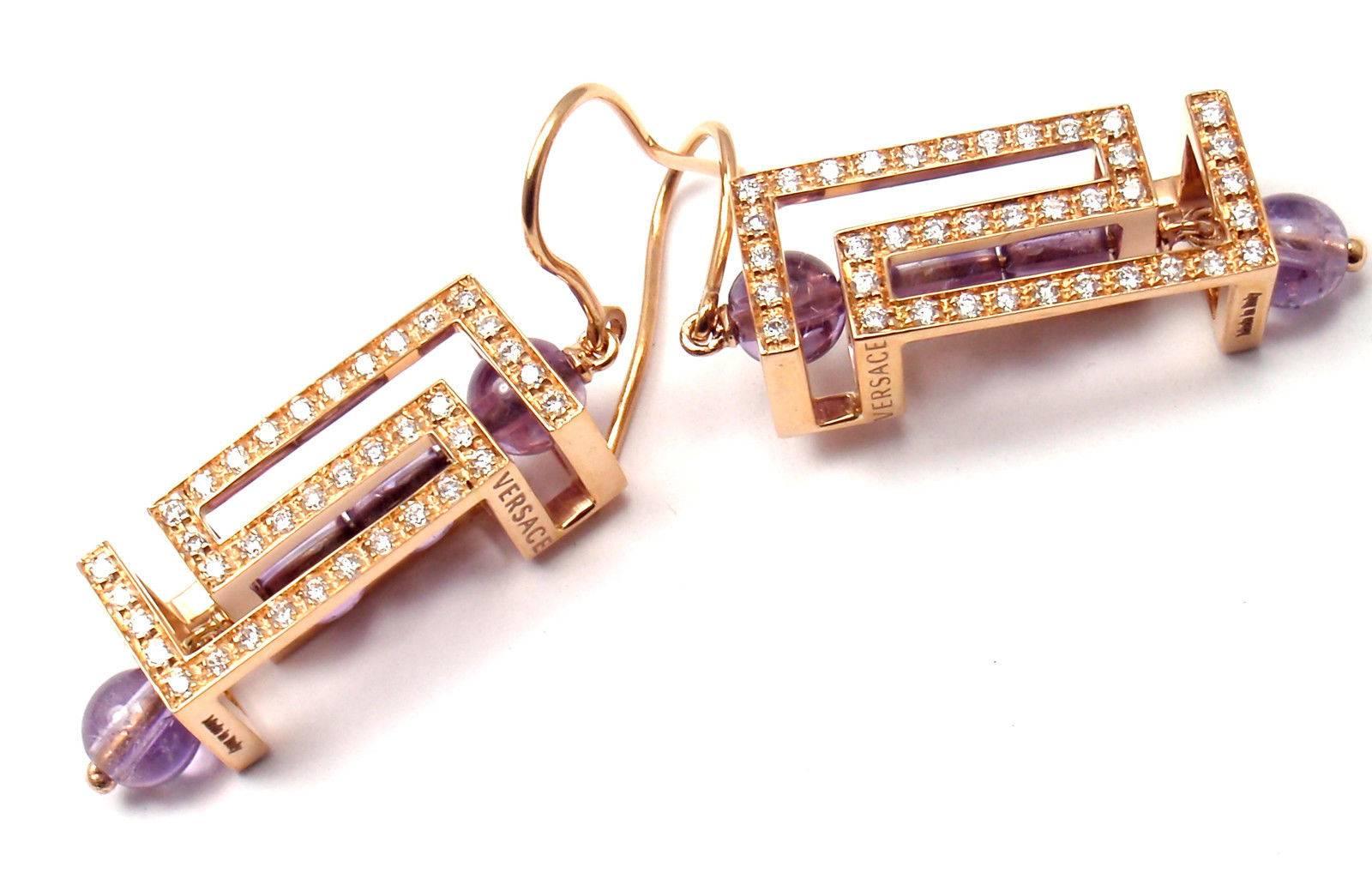 Versace Fedra Diamond Amethyst Rose Gold Earrings 3