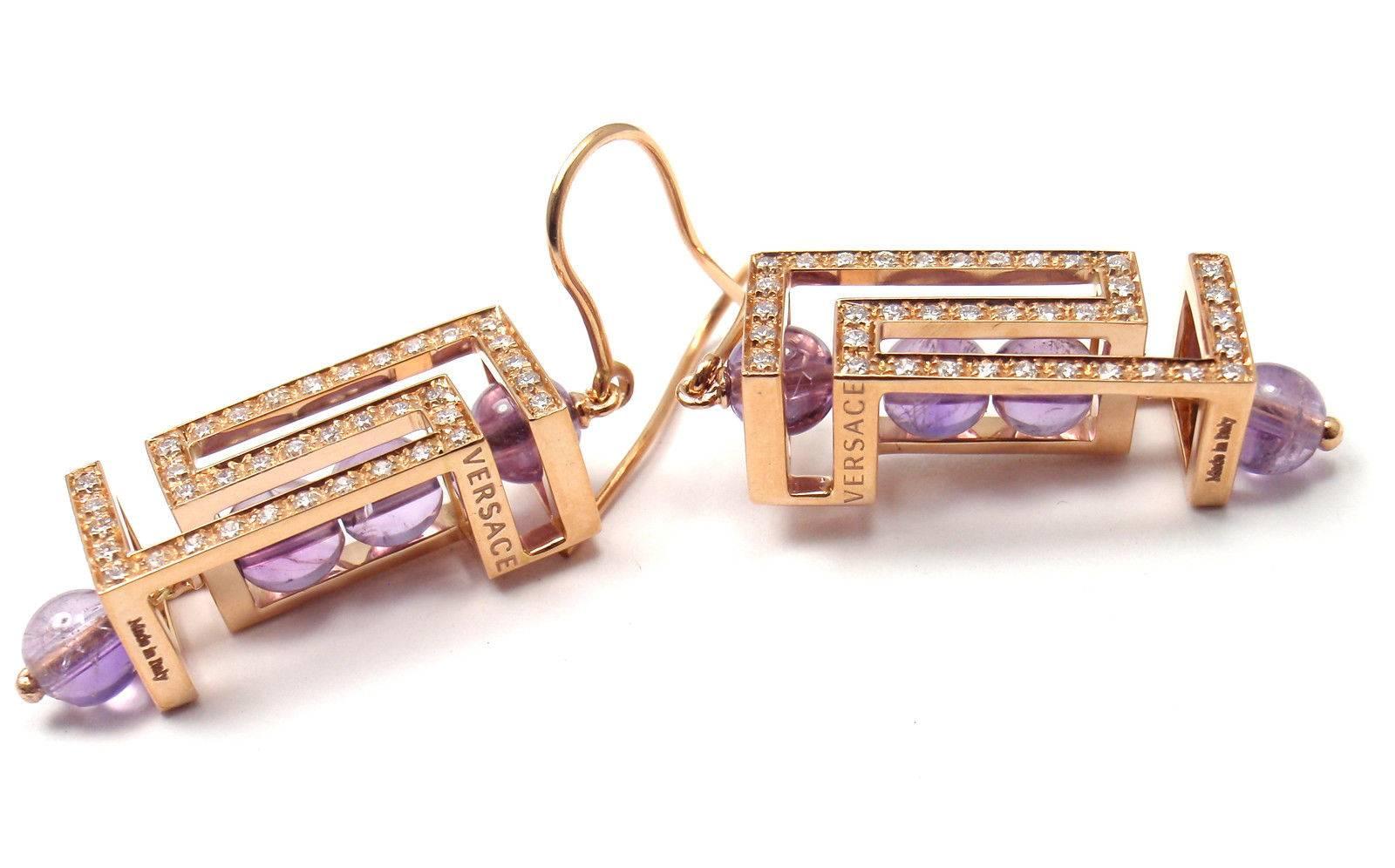 Versace Fedra Diamond Amethyst Rose Gold Earrings 5