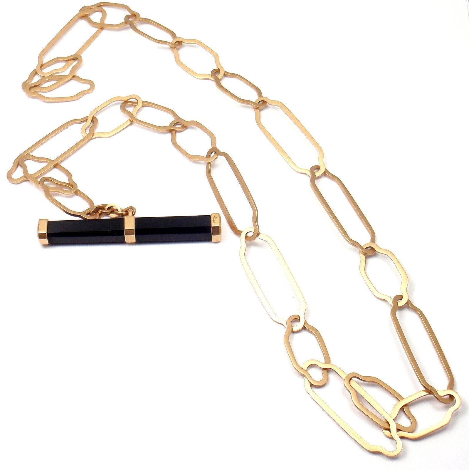 Women's or Men's Pomellato Victoria Jet Toggle Bar Long Rose Gold Necklace