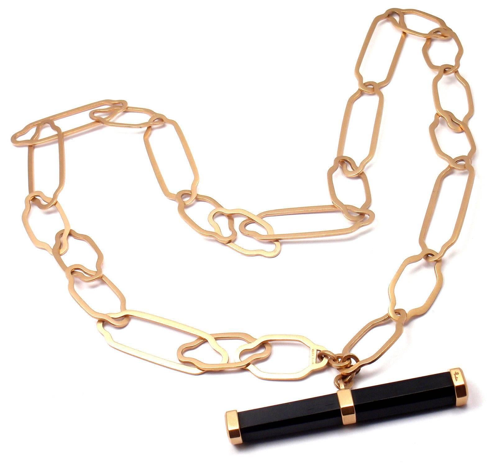 Pomellato Victoria Jet Toggle Bar Long Rose Gold Necklace In New Condition In Holland, PA