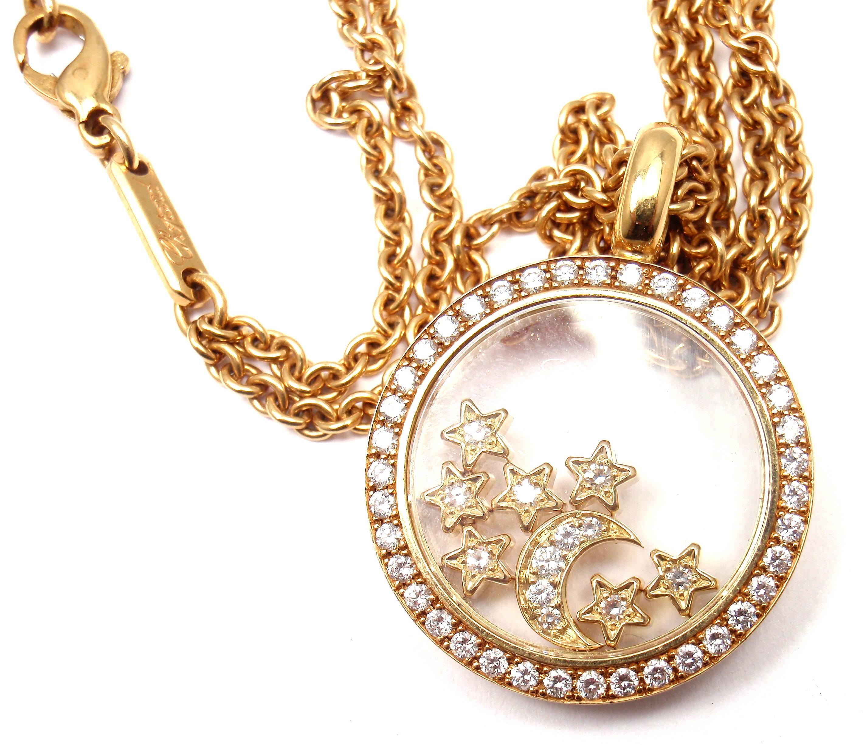 Chopard Happy Diamond Stars Moon Gold Pendant Necklace 2