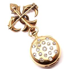 Tiffany & Co Patek Philippe Diamond Yellow Gold Lapel Manual Wind Pocket Watch