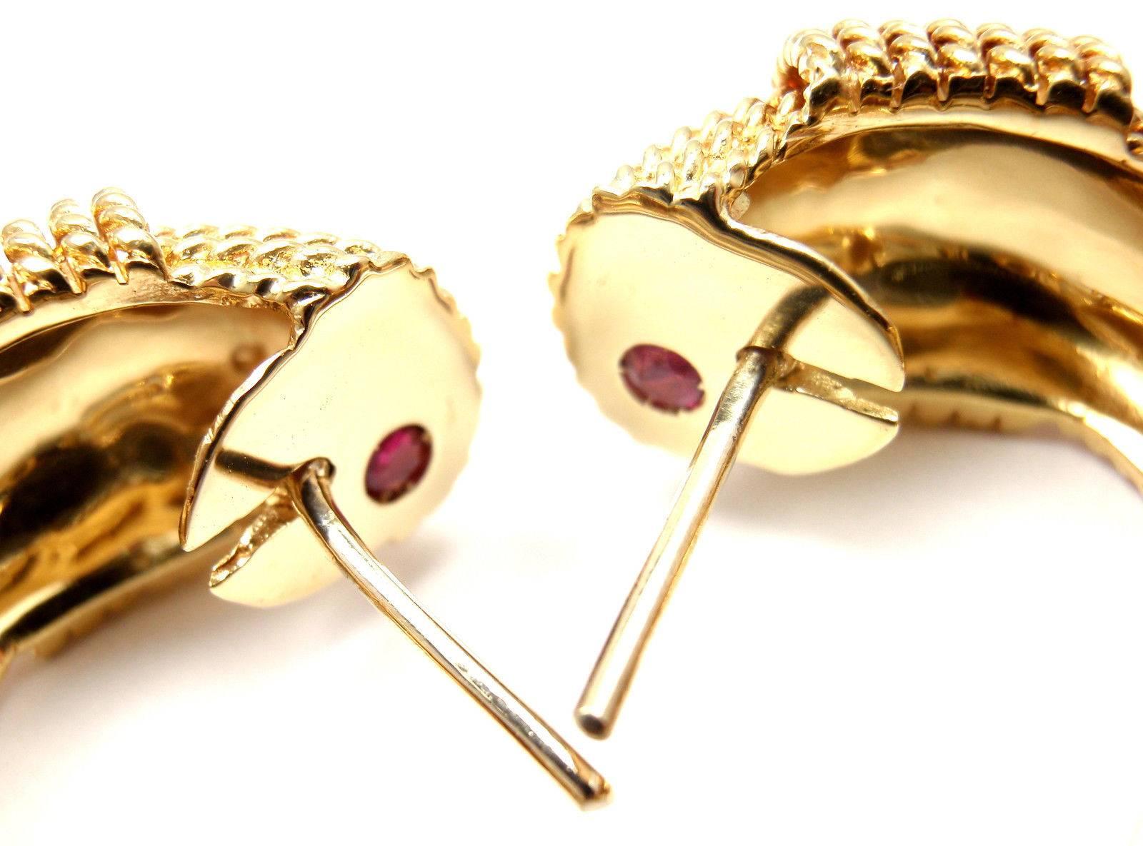 Roberto Coin Ruby Yellow Gold Hoop Earrings 1