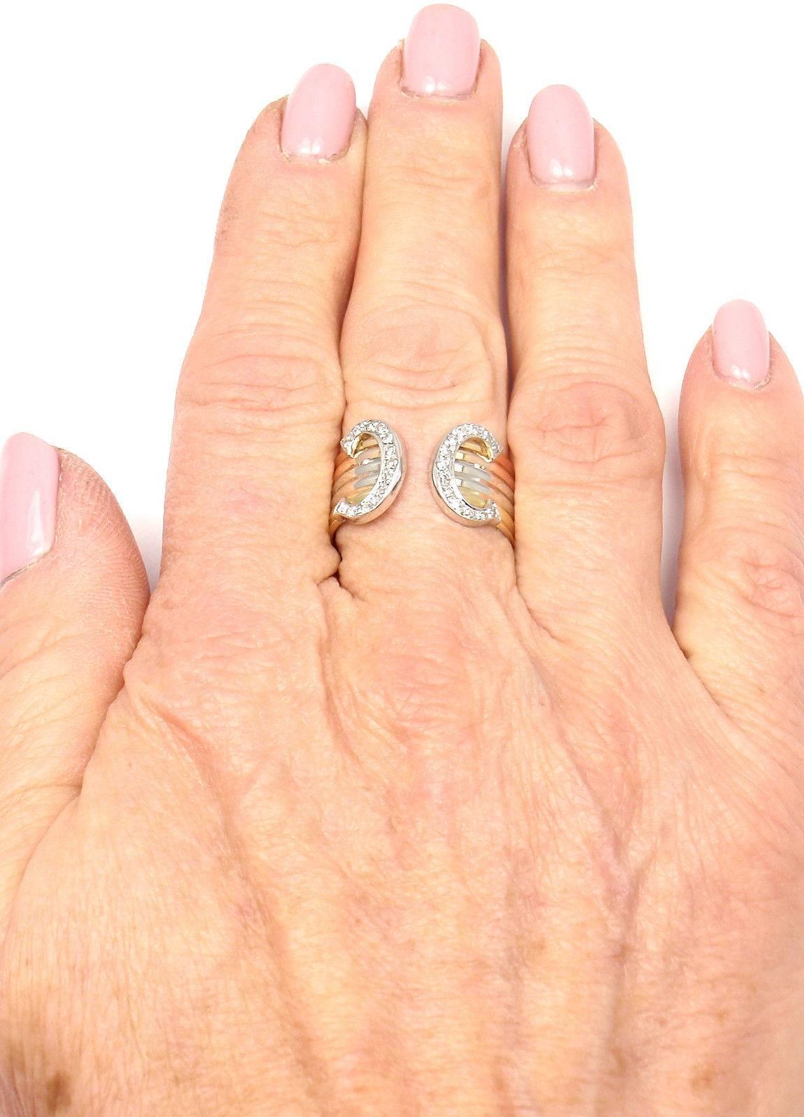 Cartier Double C Diamant Tri-Color Gold Band Ring für Damen oder Herren