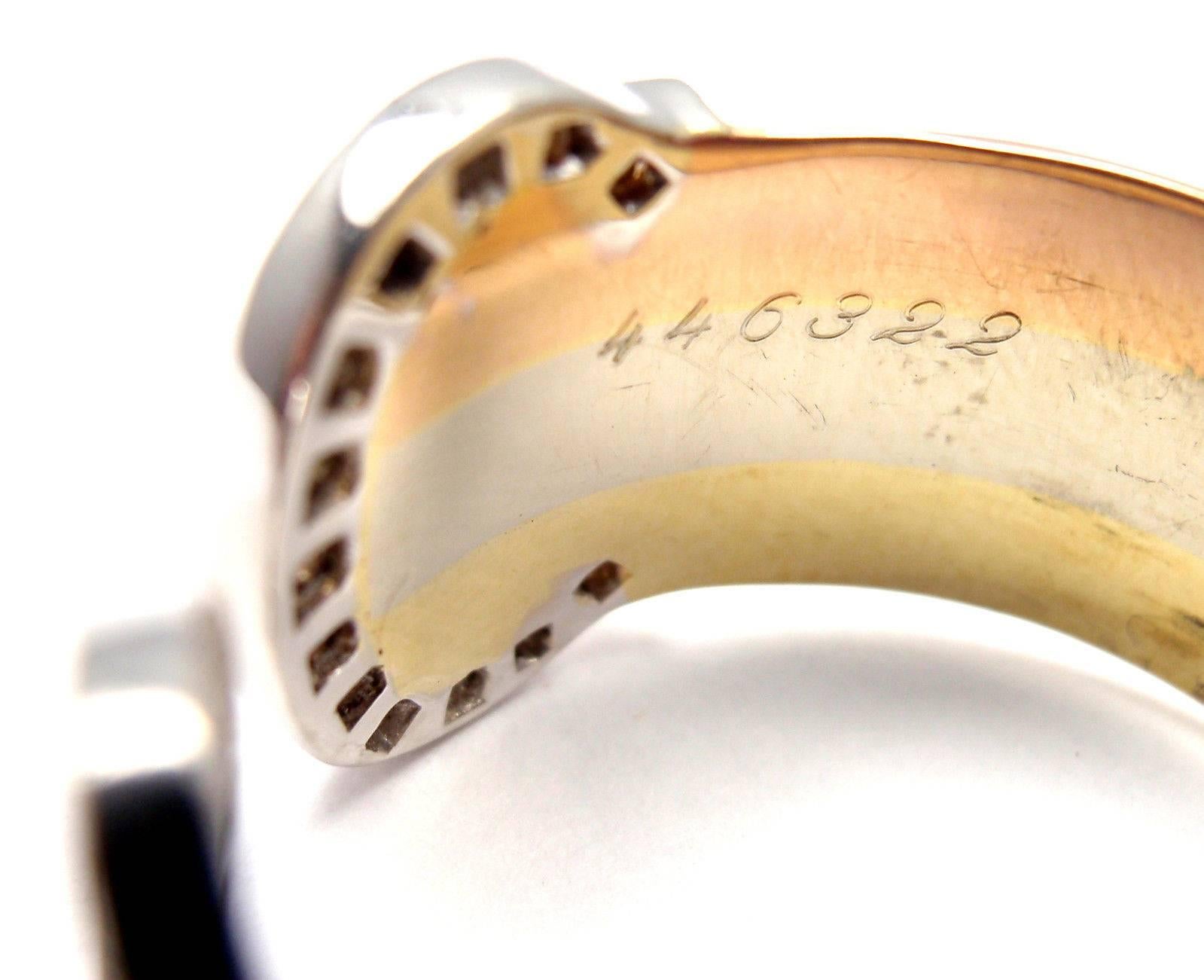 Cartier Double C Diamant Tri-Color Gold Band Ring 2